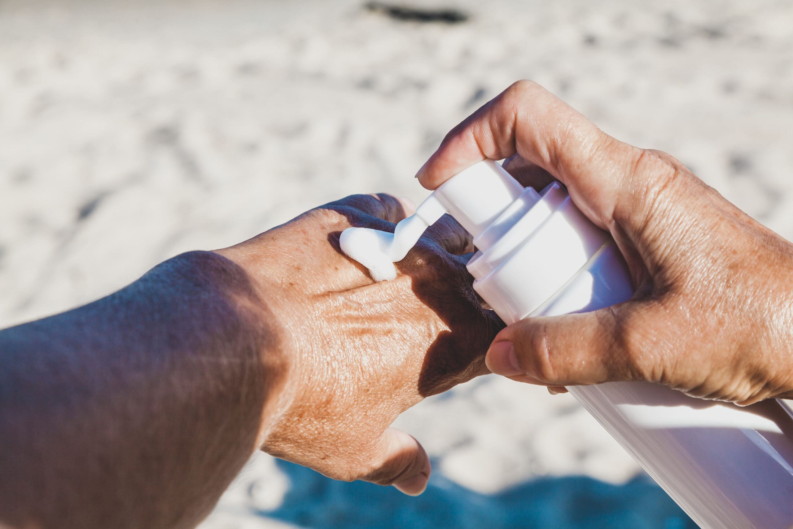 cosmetics, hands, sand